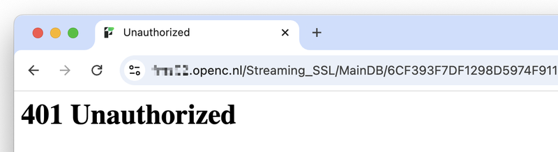 Browser error reading “401 Unauthorized”