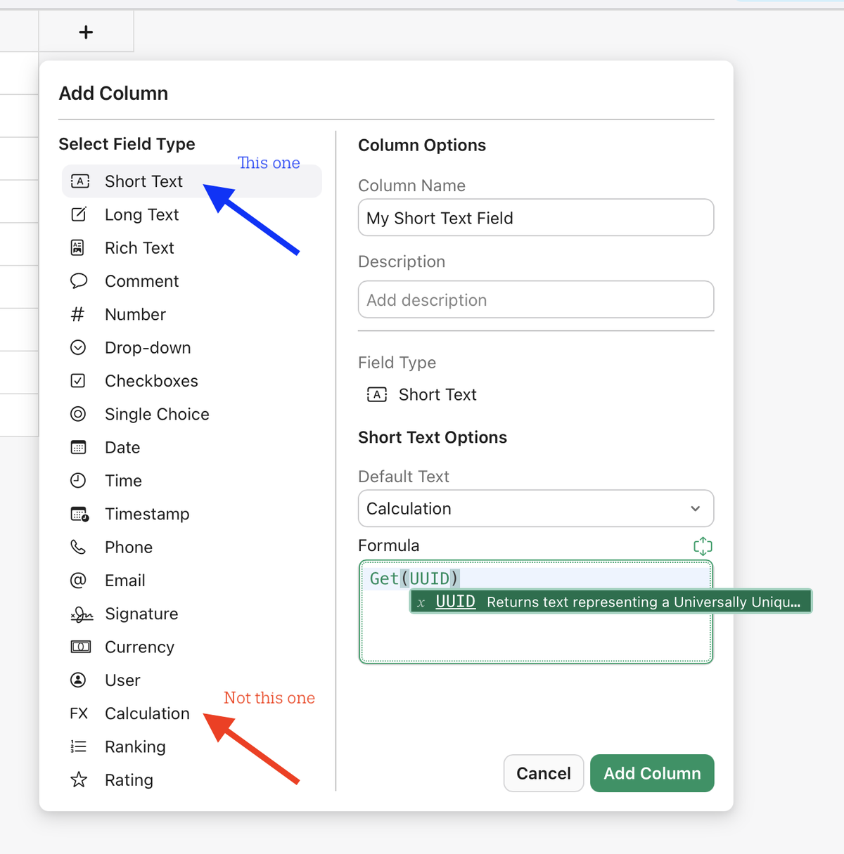 Short text field with calculation in Claris Studio