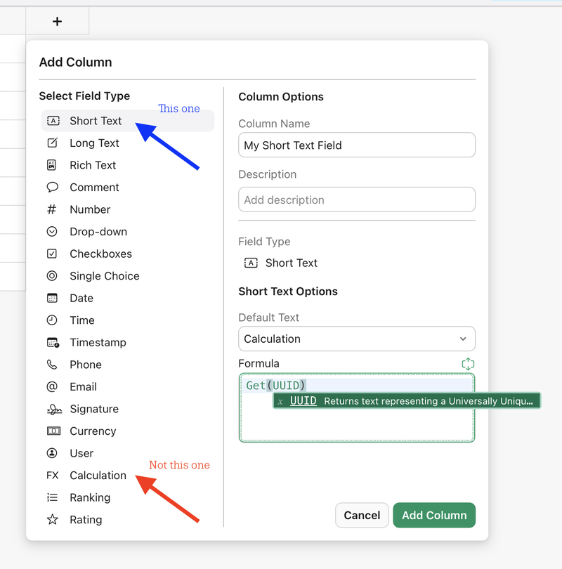 Short text field with calculation in Claris Studio
